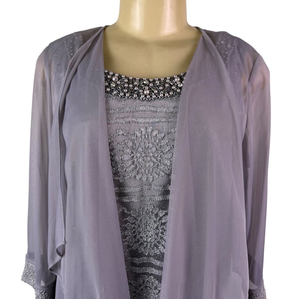 R&M Richards Womens Gray Polyester 3-Piece Jacket Top Pants Set Size 12 Formal W image 6
